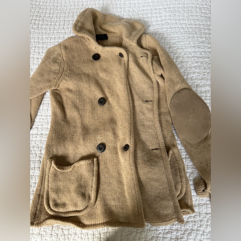 A.P.C. Women's Tan Double-Breasted Sweater Jacket - Picture 4 of 8